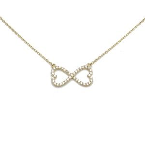 Infinite Love 14k Gold Created Diamond Double Heart Pendant Necklace 1/4tcw.